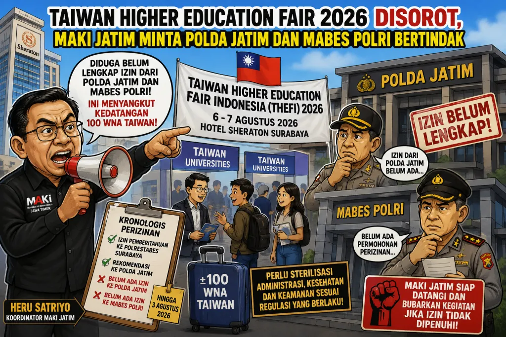 Taiwan Higher Education Fair 2026 Disorot, MAKI Jatim Minta Polda Jatim dan Mabes Polri Bertindak