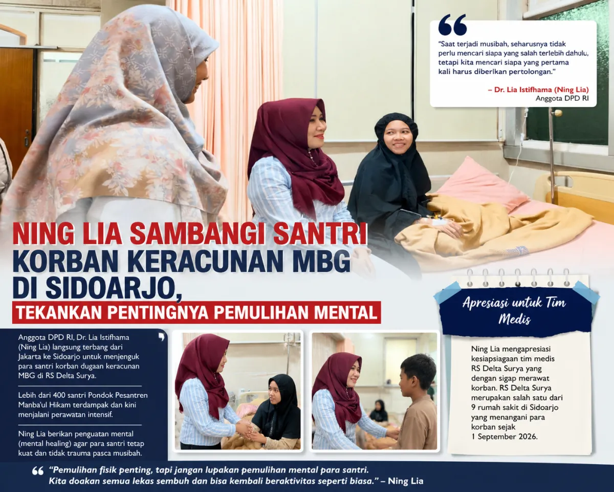 Ning Lia Sambangi Santri Korban Keracunan MBG Di Sidoarjo, Tekankan Pentingnya Pemulihan Mental
