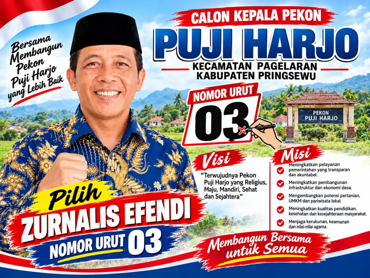 Zurnalis Efendi, Calon Nomor Urut 3, Siap Bawa Perubahan dan Kemajuan Pekon Puji Harjo