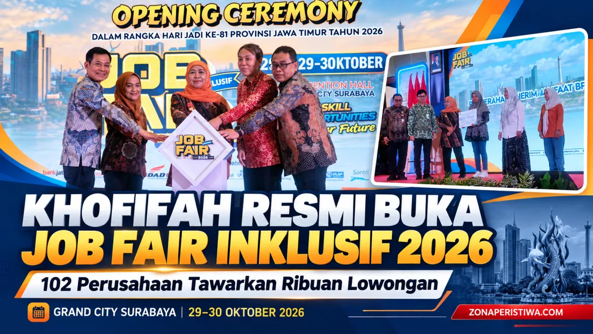 Khofifah Resmi Buka Job Fair Inklusif 2026, 102 Perusahaan Tawarkan Ribuan Lowongan