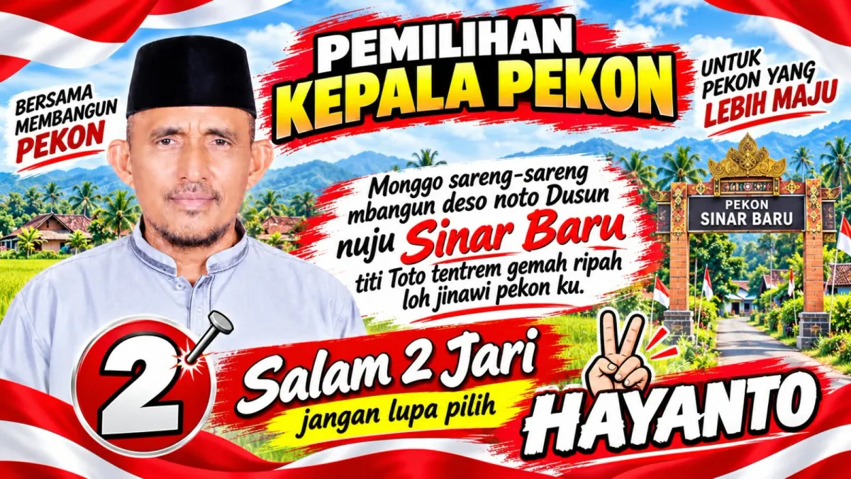 Pilkakon 2026 Sinar Baru Induk: Hayanto Nomor Urut 2, Usung Visi Pekon Maju, Mandiri, dan Sejahtera