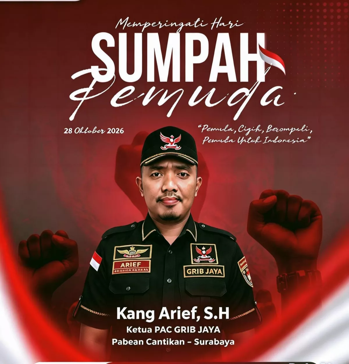 Ketua Grib Jaya Pabean Cantikan Ajak Pemuda Kobarkan Semangat Hari Sumpah Pemuda