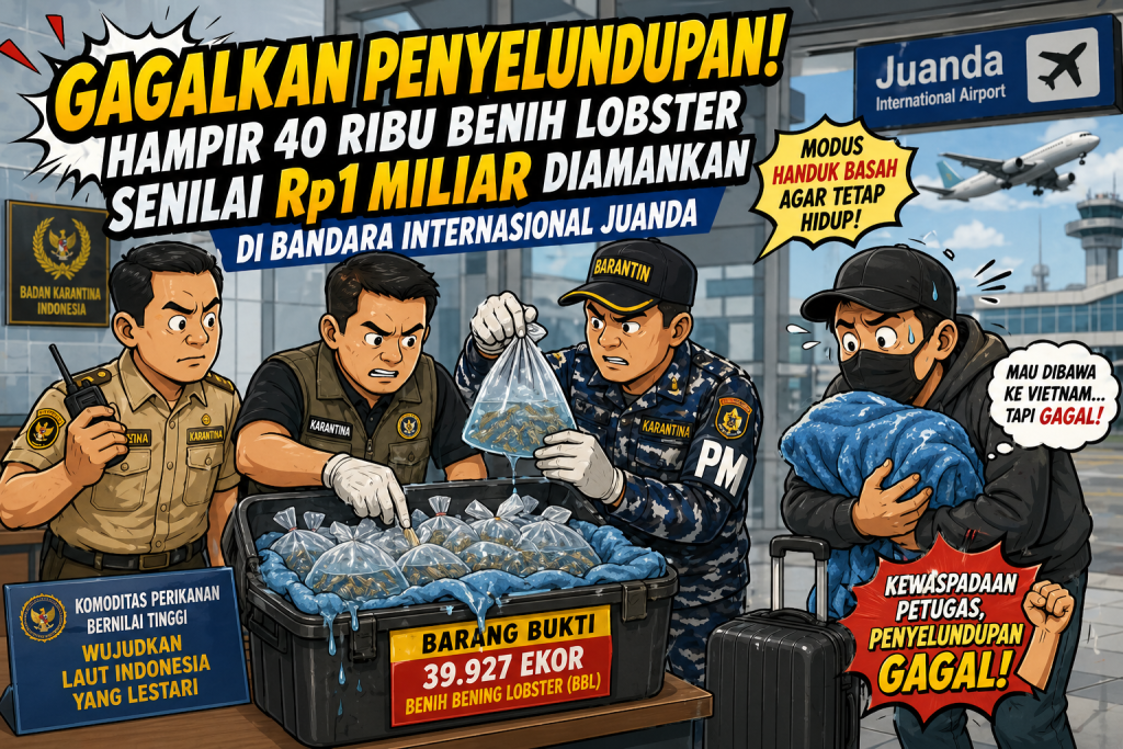 Gagalkan Penyelundupan! Hampir 40 Ribu Benih Lobster Senilai Rp1 Miliar Diamankan di Bandara Internasional Juanda