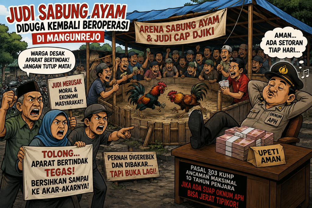 Judi Sabung Ayam Diduga Kembali Beroperasi di Mangunrejo, Warga Desak Aparat Bertindak