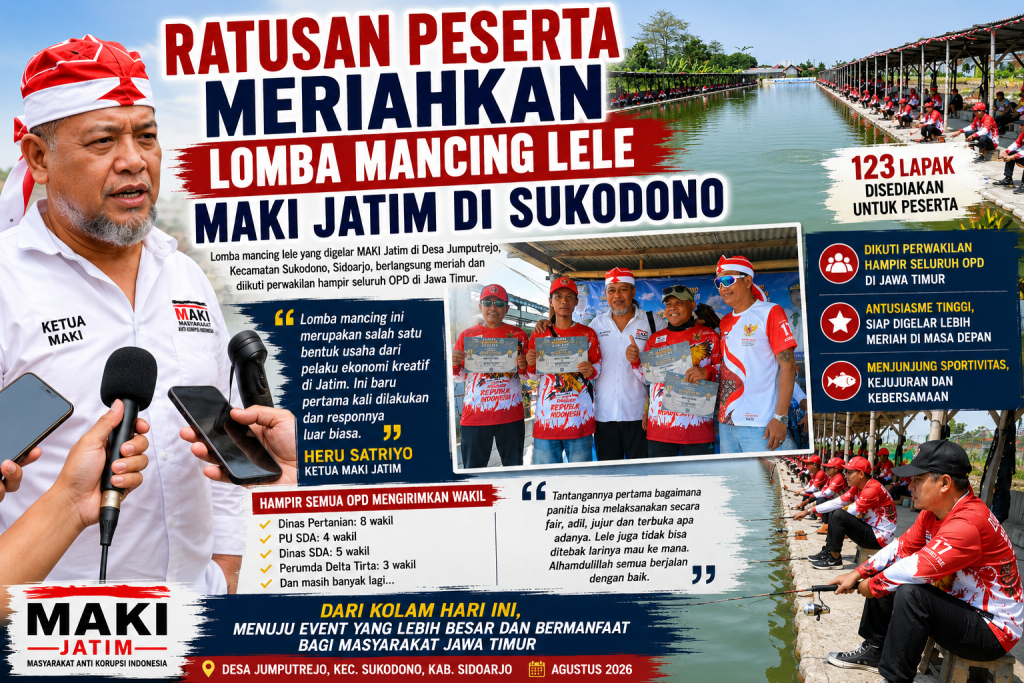 Ratusan Peserta Meriahkan Lomba Mancing Lele MAKI Jatim di Sukodono