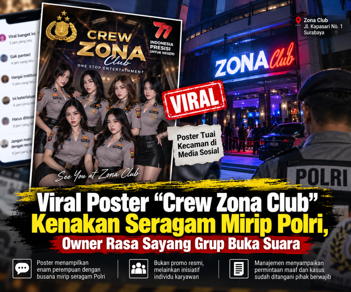 Viral Poster “Crew Zona Club” Kenakan Seragam Mirip Polri, Owner Rasa Sayang Grup Buka Suara