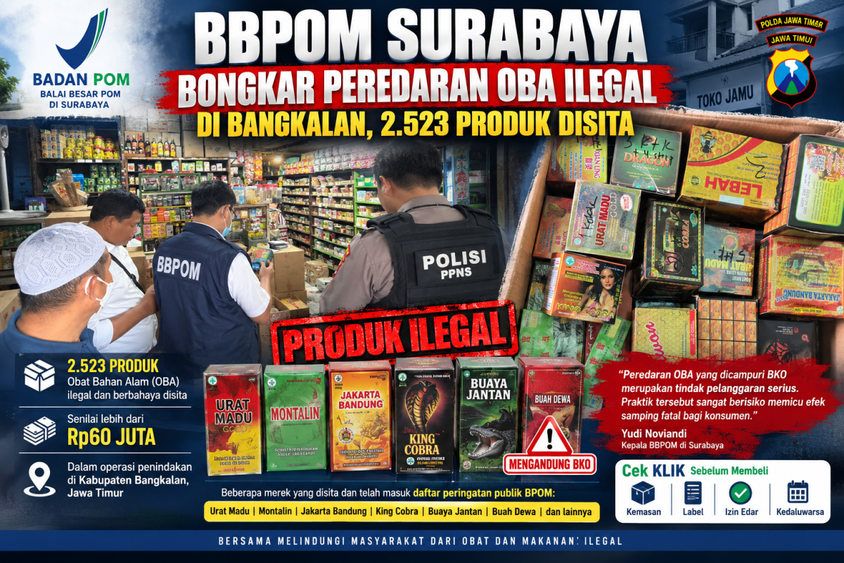 BBPOM Surabaya Bongkar Peredaran OBAT Ilegal di Bangkalan, 2.523 Produk Disita