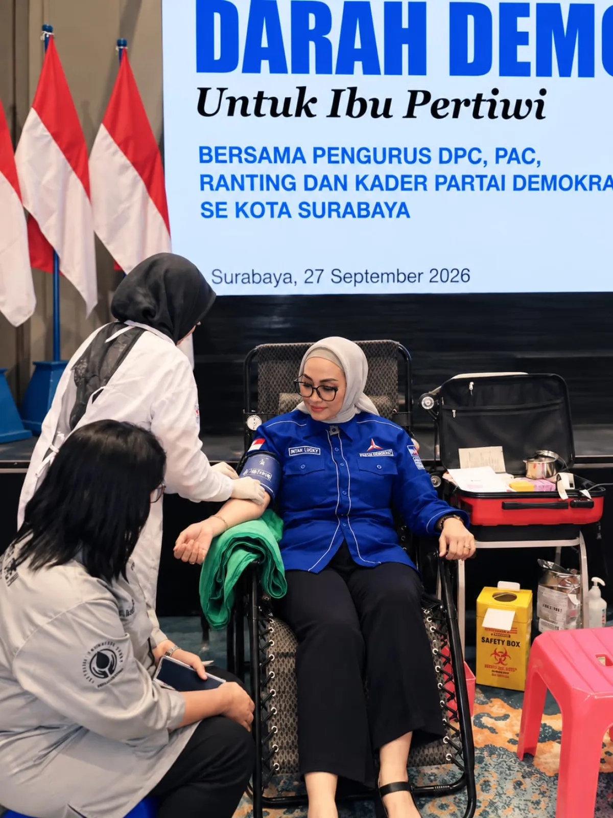 HUT ke-25 Demokrat Surabaya Ditutup Aksi Kemanusiaan, Ning Lucy: Setetes Darah Adalah Harapan
